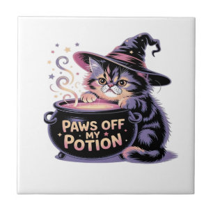 Azulejo De Cerâmica Gatos Fora da Minha Poção, Kawaii Halloween Bruxa