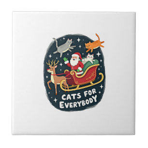 Azulejo De Cerâmica Gatos Para Todos Natal Gato Divertido Natal Mulher