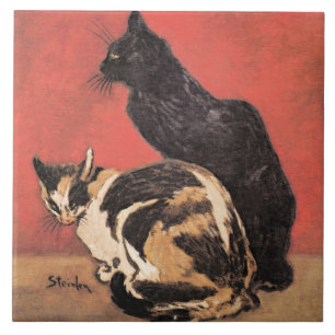 Azulejo De Cerâmica Gatos, pintura de arte por Theophile Steinlen.