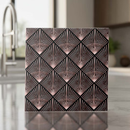 Azulejo De Cerâmica Gatsby Rose Gold Art Deco Padrão de Ventoinha ID11
