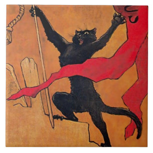 Azulejo De Cerâmica "Gaudeamus Cat" por Theophile Steinlen