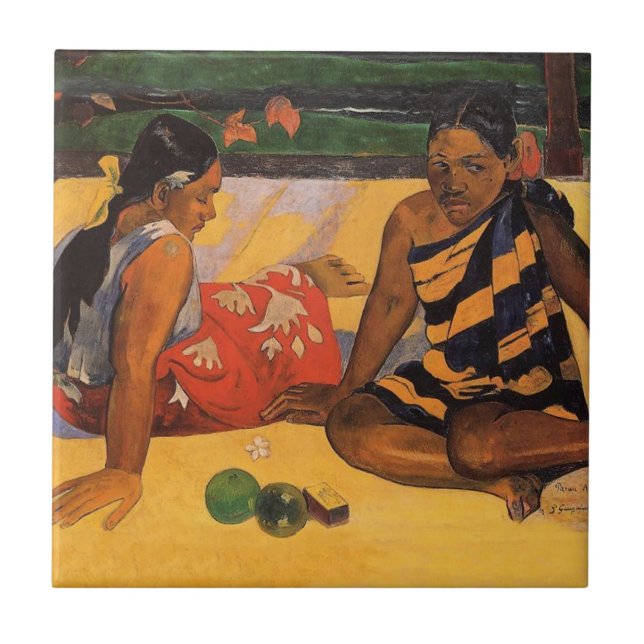 Azulejo De Cerâmica Gauguin French Polynesia Tahiti Women Painting (Frente)