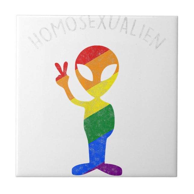 Azulejo De Cerâmica Gay homossexual engraçado Gay de Alienígena homoss (Frente)