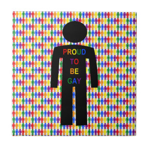 Azulejo De Cerâmica Gay LGBTQ Homem Silhuette e Rainbow Men