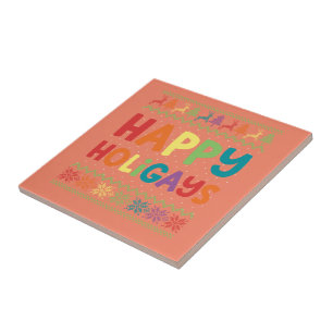Azulejo De Cerâmica Gay Natal Feliz Holigays LGBT Feliz Arco-Íris