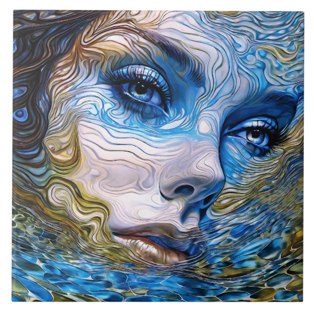 Azulejo De Cerâmica "Gaze De Aço" - Mulheres Na Água (Frente)