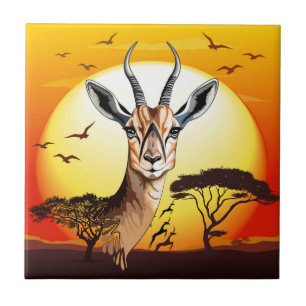 Azulejo De Cerâmica Gazelle African Antelope Wild Animal