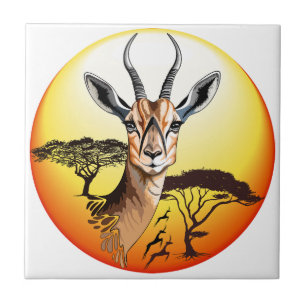 Azulejo De Cerâmica Gazelle African Antelope Wild Animal
