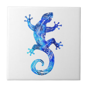 Azulejo De Cerâmica Gecko Tribal Azul