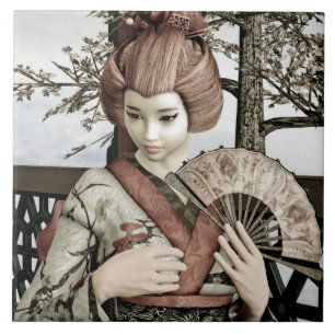 Azulejo De Cerâmica Geisha Vintage