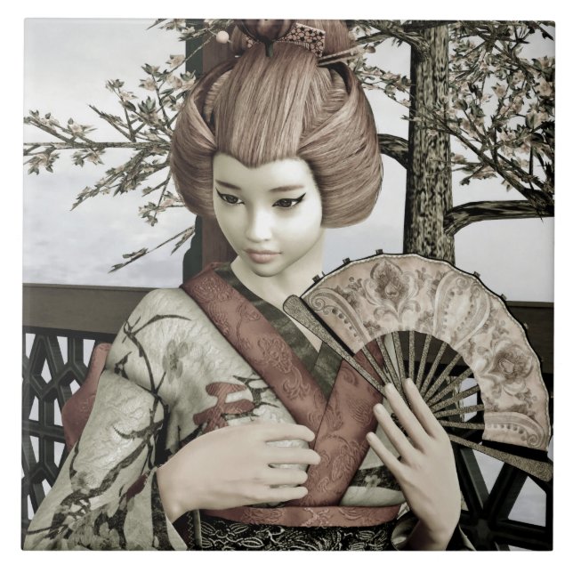 Azulejo De Cerâmica Geisha Vintage (Frente)