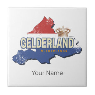 Azulejo De Cerâmica Gelderland Netherlands Vintage Map Holandês Souven