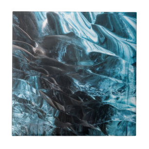 Azulejo De Cerâmica Gelo Azul Abstrato em Caverna de Gelo