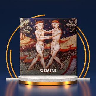 Azulejo De Cerâmica Gemini, a Festa de aniversário dos Sinais Gêmeos Z