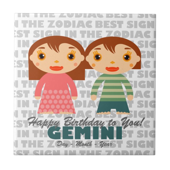 Azulejo De Cerâmica Gemini Happy Birthday (Frente)