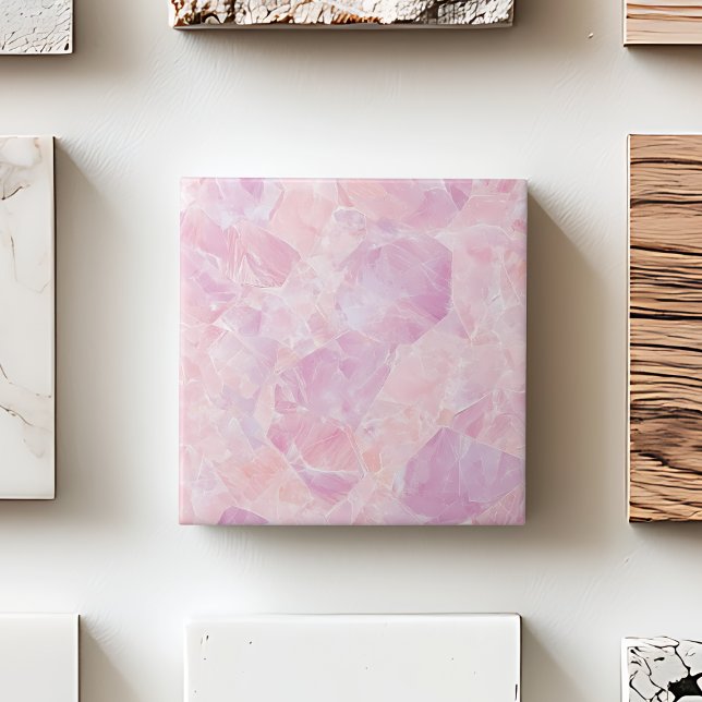 Azulejo De Cerâmica Gemstone moderno de aspecto estético, Gemstone cor (Pink Luxurious Gemstone Modern Aesthetic Glam Chic Ceramic Tile)
