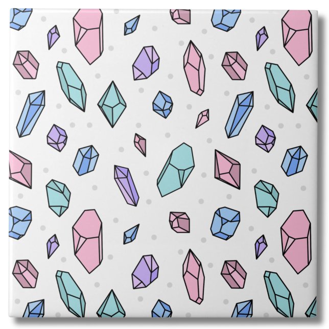 Azulejo De Cerâmica Gemstones Gemstones Gems Cristal de Trendy Trendy (Cute Trendy Pastel Gemstones Gems Crystal Pattern Ceramic Tile)