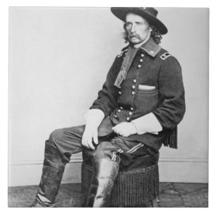 Azulejo De Cerâmica General George A. Custer (foto de b/w)