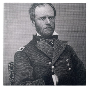 Azulejo De Cerâmica General William Tecumseh Sherman, gravado após a