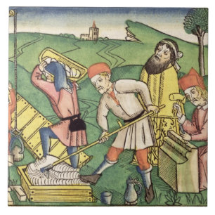 Azulejo De Cerâmica Génese 11 1-9 que constroem a torre de Babel, de t