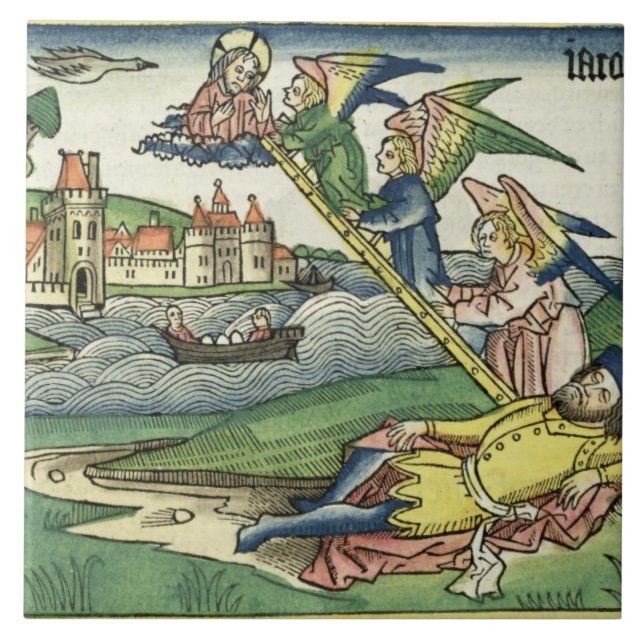 Azulejo De Cerâmica Génese 28 a escada de 10 Jacob, 'do Nuremberg (Frente)