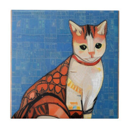 Azulejo De Cerâmica Gengibre-abstrato de-arte gengibre-gatinho