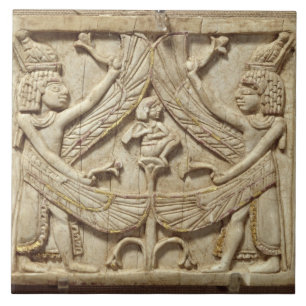 Azulejo De Cerâmica Gênios voados, período Assyrian, c.750 BC (marfi