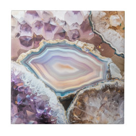 Azulejo De Cerâmica Geode Cristal| Bloco de Foto de Cristal