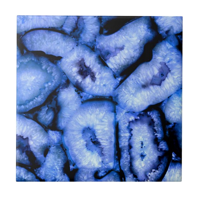 Azulejo De Cerâmica Geodes de Agato do Quartz Azul (Frente)