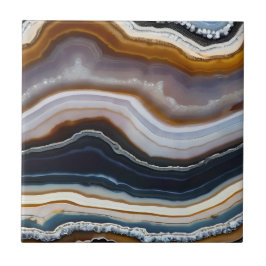 Azulejo De Cerâmica Geodo de Agata do Terracotta Branco Azul Preto