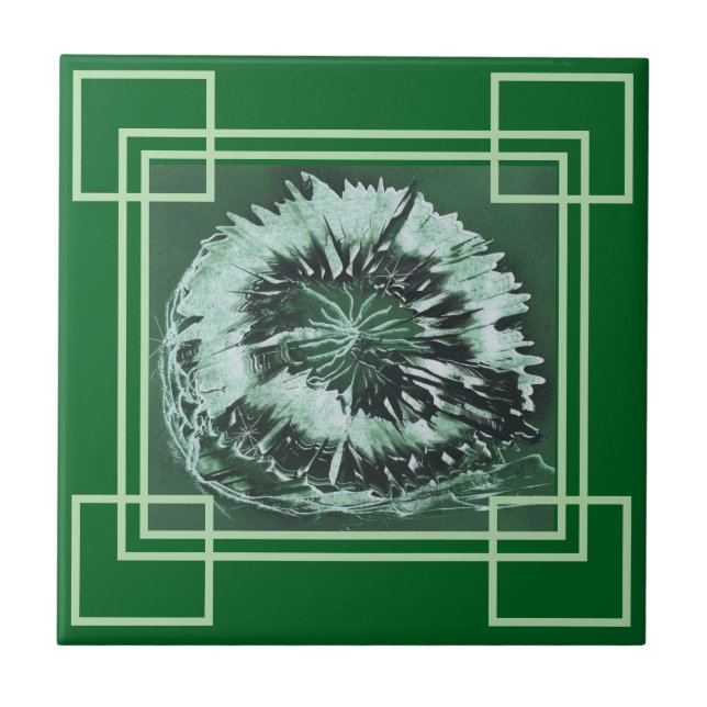 Azulejo De Cerâmica Geometria da Gema Verde (Frente)
