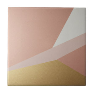 Azulejo De Cerâmica Geometria da hora do Ouro rosa