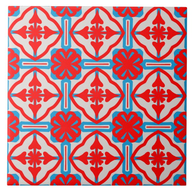 Azulejo De Cerâmica Geometric Four Red Leaves Ceramic Tiles (Frente)