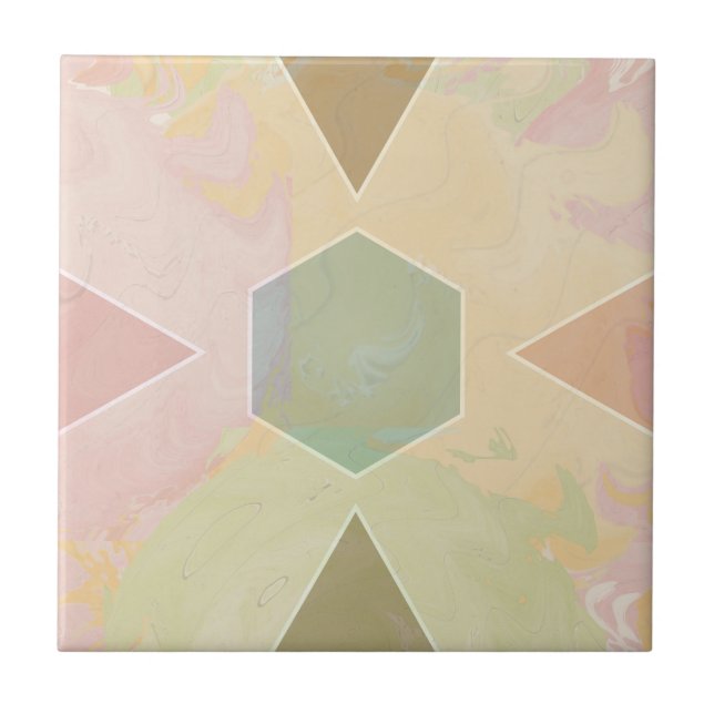 Azulejo De Cerâmica Geometric Pastel Marble Beige (Frente)