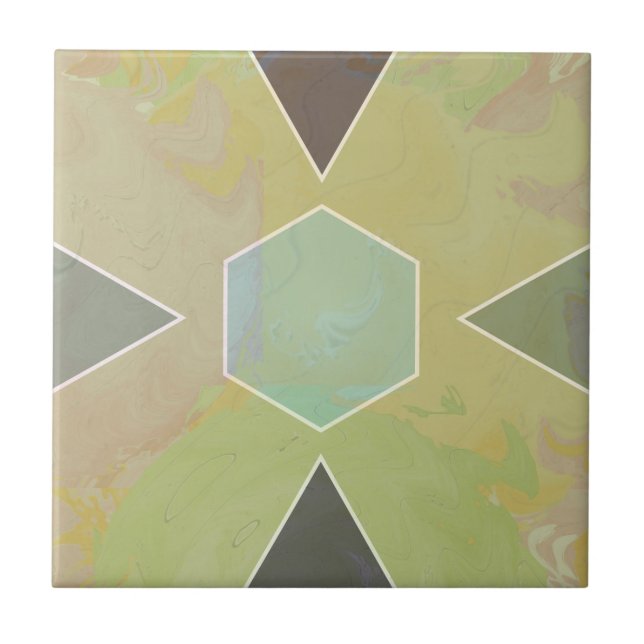 Azulejo De Cerâmica Geometric Pastel Marble Olive Green (Frente)