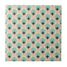 Azulejo De Cerâmica Geometric pattern of teal, beige, and black shapes