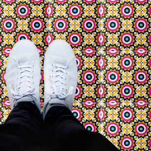 Azulejo De Cerâmica Geométrica do Mosaico Étnico Colorido Vibrante