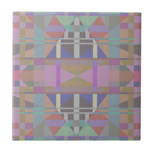 Azulejo De Cerâmica Geométrica Rosa Púrpura Verde