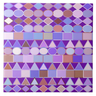 Azulejo De Cerâmica Geométrica Tribal Moderna, Ametist Roxo e Taupe