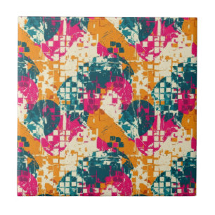 Azulejo De Cerâmica Geométrico Abstrato Ousado - Textura de Pincel Gru