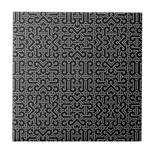 Azulejo De Cerâmica Geométrico afiado étnico preto e branco