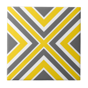 Azulejo De Cerâmica Geométrico branco amarelo cinzento