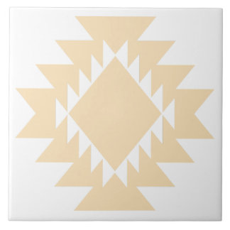 Azulejo De Cerâmica Geométrico Branco e Bege do Sudoeste Nativo Americ