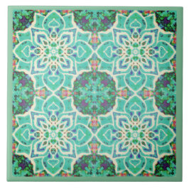 Azulejo De Cerâmica Geométrico de mandala verde
