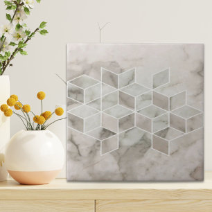 Azulejo De Cerâmica geométrico de mármore branco minimalista do chic m