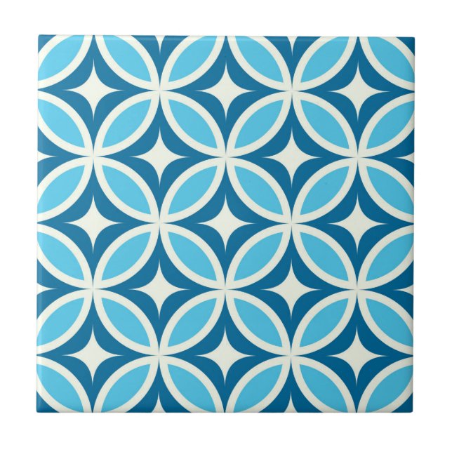 Azulejo De Cerâmica Geométrico moderno de meados do século Azul Marinh (Frente)