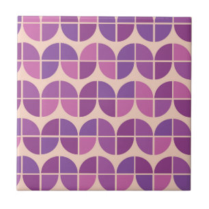 Azulejo De Cerâmica Geométrico Moderno de Meados do Século Rosa Roxo