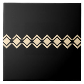 Azulejo De Cerâmica Geométrico Preto e Bege do Sudoeste Nativo America