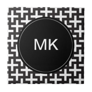 Azulejo De Cerâmica Geométrico preto e branco