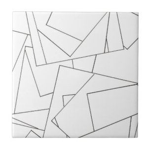 Azulejo De Cerâmica Geométrico Preto e Branco
